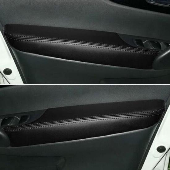 4PCS Black Interior Door Panels Armrest Leather Cover For Nissan Rogue 2014-