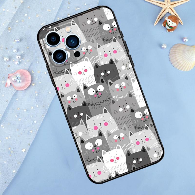 Cute Cartoon Cat Case For iPhone 17 Pro Max 16 15 13 12 11 14 Pro Max Plus 12 13 Mini 16e 17 Air Back Cover