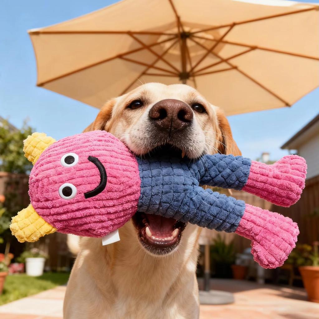 Dog& Squeaky Chew Toys-Soft Yarn Plush &Long Leg Baby Dog and Catnip Toy with Squeakers & Crinkle Paper Gift for Small