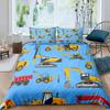 Truck Excavator King Queen Duvet Cover Yellow Tractor Bedding Set For Kids Boys Girls Cartoon Car Transporter 2/3pcs Quilt Cover