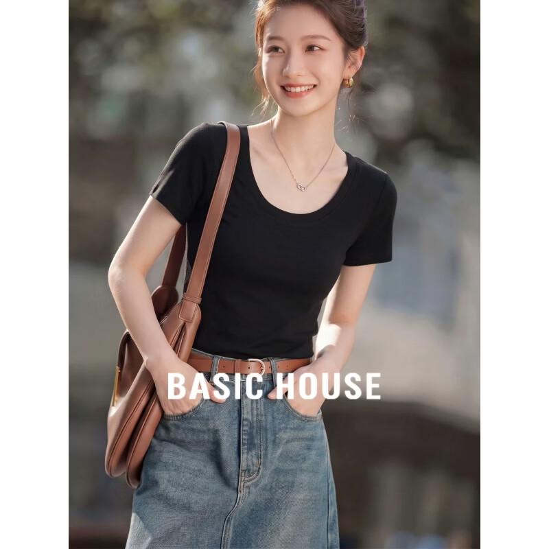 Basic House Women s Slim Fit Round Neck T-shirt S