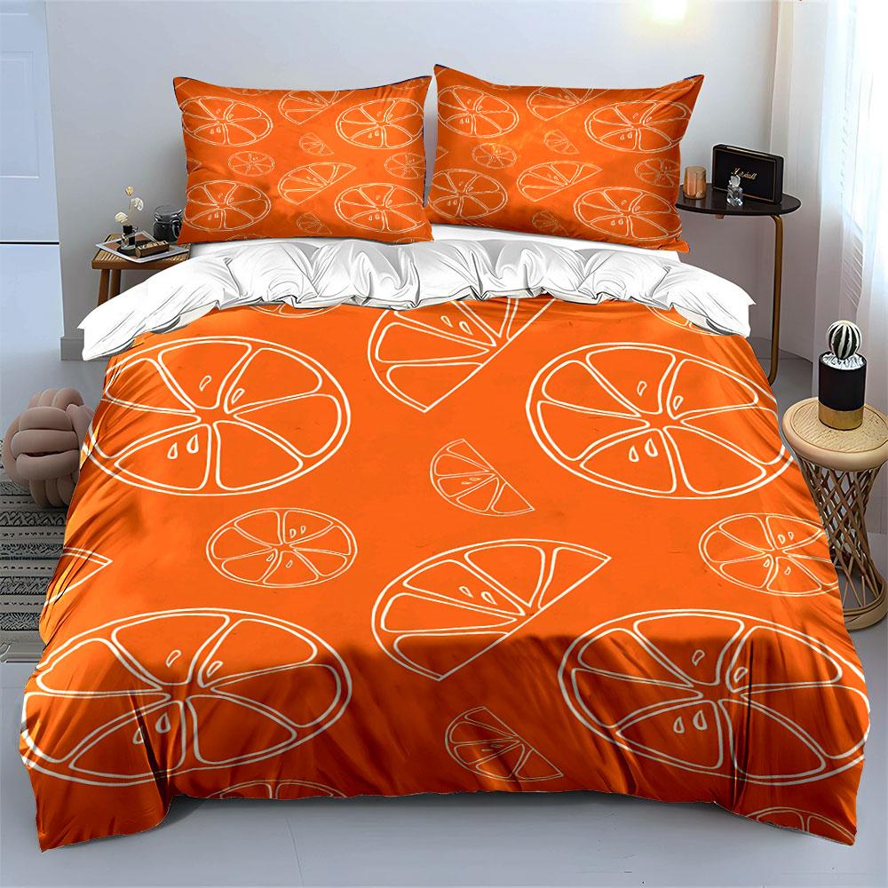 Set Biancheria da Letto Frutta Agrumata Arancia Copripiumino Federe (1 * Copripiumino 2 * Federe, senza piumino)