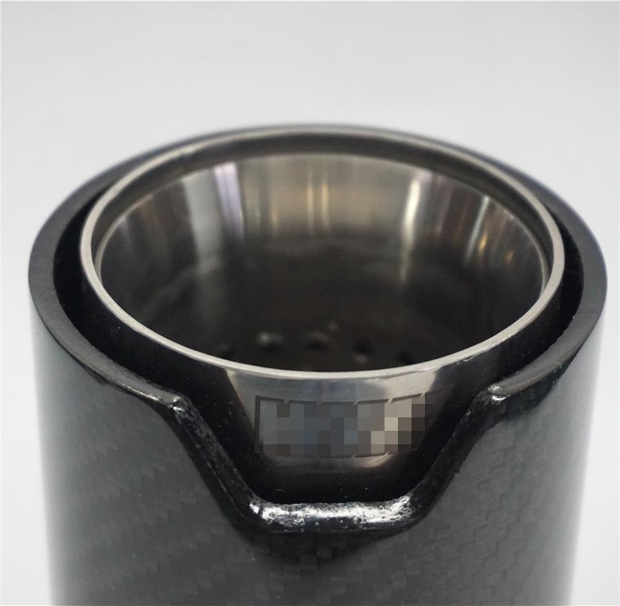 2Pcs Universal Glossy Black 100% Real Carbon Fiber Car Exhaust End Tips for BMW 2.5'' In, 3.2'' Out With Logo
