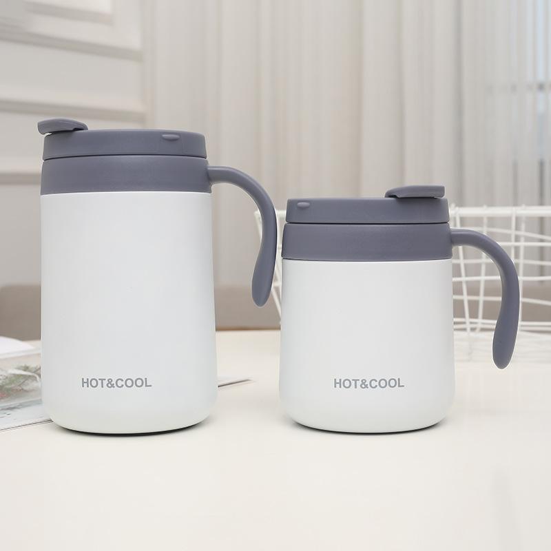 Stainless Steel Vacuum Tumbler 350/500ml, Double-Wall Insulated Mug with Handle for Coffee/Tea, Office Travel, Leak-Proof & Ergo