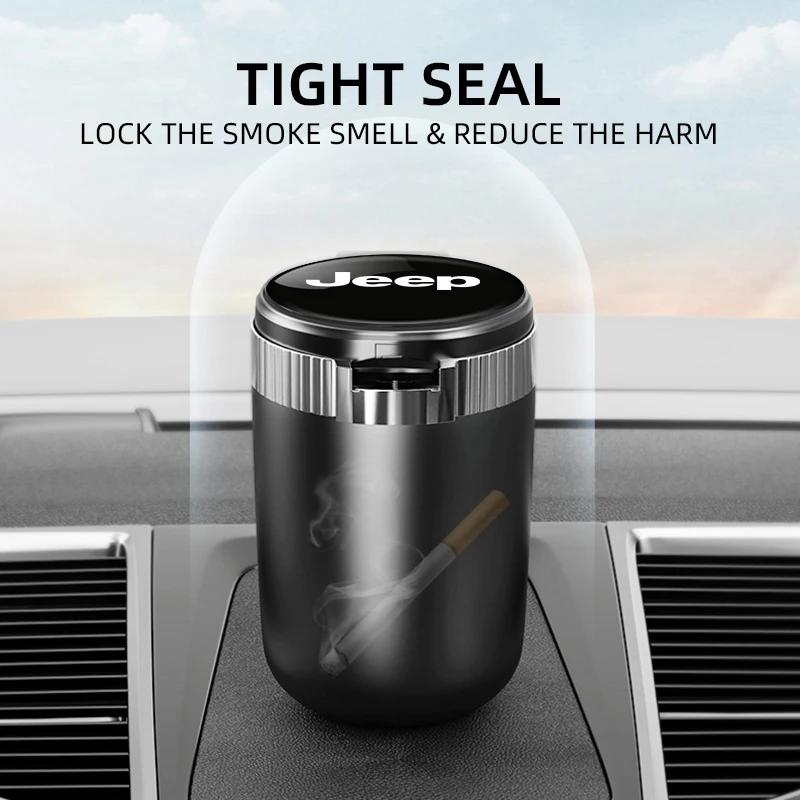 Car Ashtray with LED Light Cigarette Smoke Remover Car Ashtray Auto Accessories for Jeep Cherokee Wrangler Compass Patriot AKM1