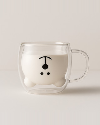 Creative Cute Bear Coffee Mugs Double Glass Cup Animal Double-Layer Milk Juice Tea Mug Cup Lady Valentine's Day Christmas Gift