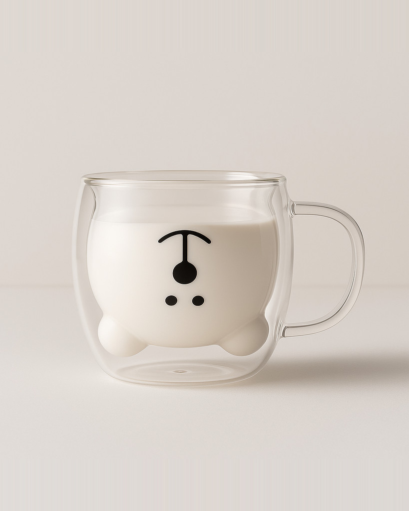 Creative Cute Bear Coffee Mugs Double Glass Cup Animal Double-Layer Milk Juice Tea Mug Cup Lady Valentine's Day Christmas Gift