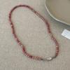 Pink Natural Stone Beaded Long Necklace For Women, Multi-Wear Design, Elegant And Fashionable Versatile Neck Chain, Collarbone Chain