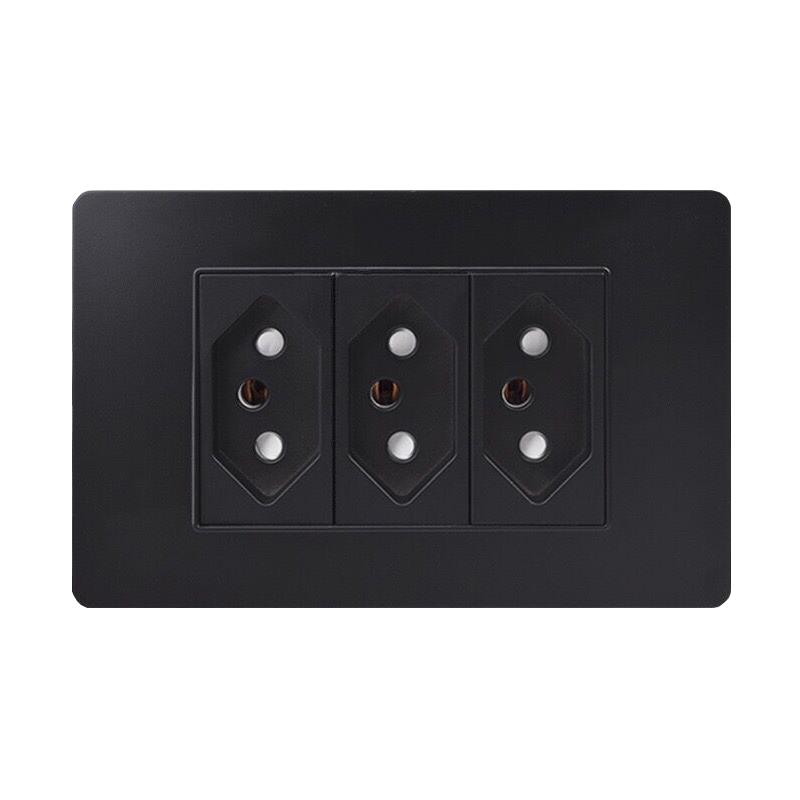 Brazil Standard 20A Wall Power Socket PD 3.0 20W Type-C Dual USB Fast Charge Outlet 118*75mm Flame retardant PC panel Usb Socket