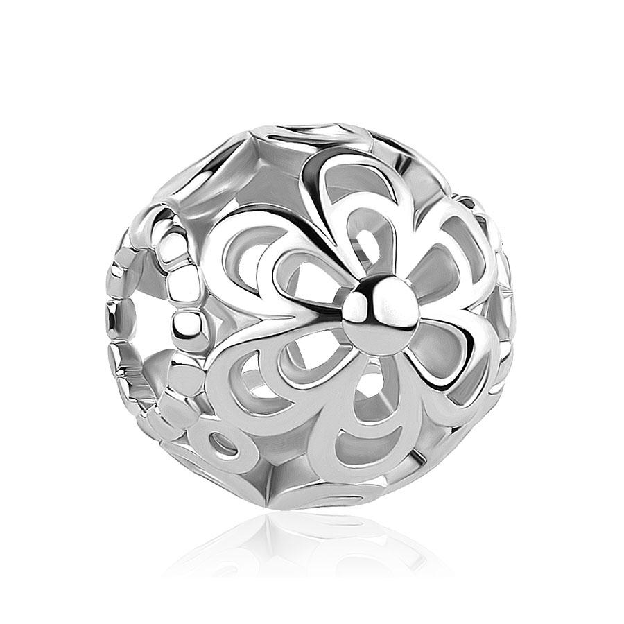 New Copper White Logo Bead Fit Original Women Bracelet Diy Fine Dangle Jewelry Butterfly Clover Shoes Charm Amulet Gift