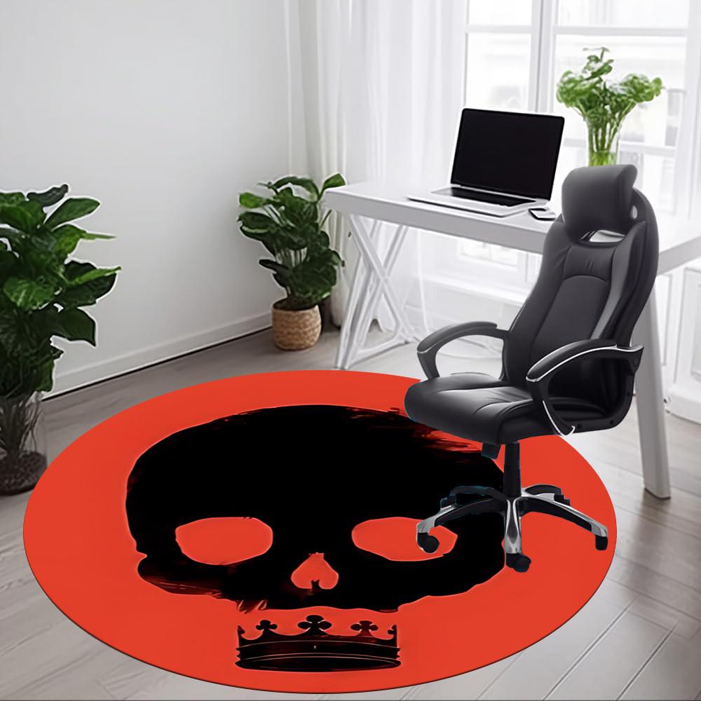 1pc Skull Crown Office Round Rug, Non-slip, Soft and Durable Office Rug for Interior Decoration, Perfect for Office,Decoration yy260204040