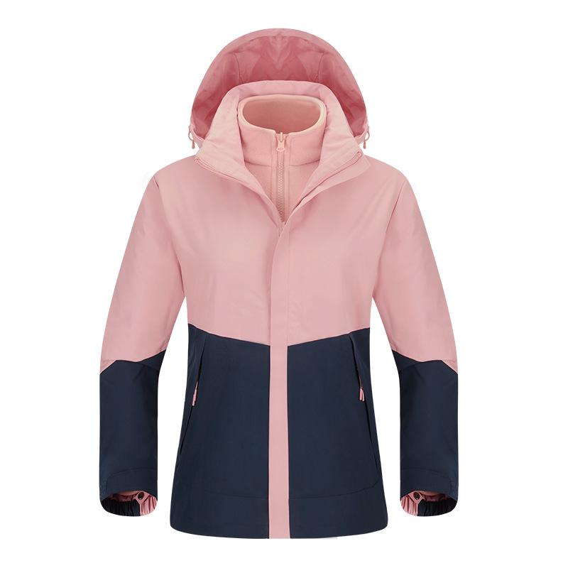 Couple 3-in-1 Jacket Men's Waterproof Warm Mountaineering Suit Women's Disassembled Silver Fox Velvet Liner Jacket