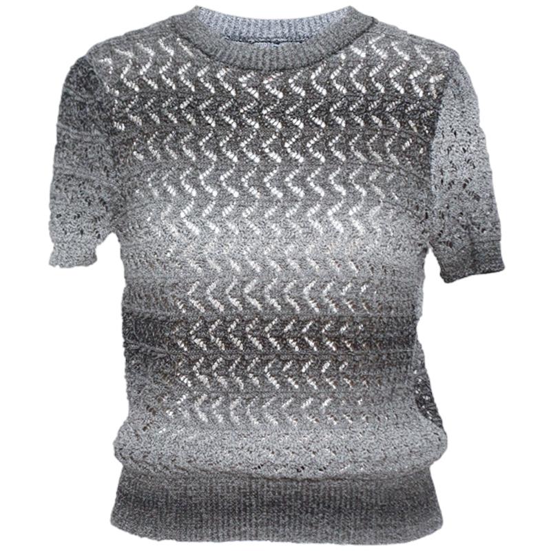 Yalida hollowed out casual knitted fishing net design fashionable short sleeved top