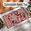 Leopard Theme Crystal Velvet Floor Rug Personalized Custom Name Text Warm Carpet Home Decoration