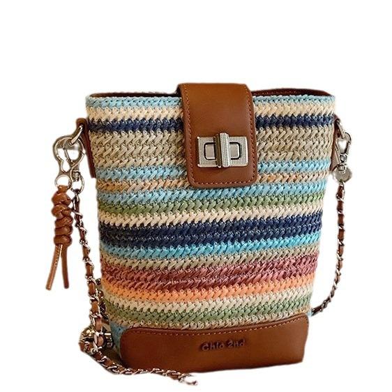 

Сумка-ведро Rainbow Bridge женская новинка 2024 года, маленькая плетеная сумка через плечо