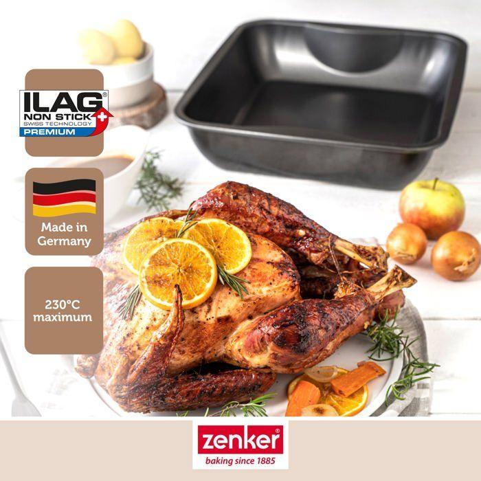 Plat À Four XXL - Zenker - Réf. 7201 - Acier Anti-adhérent - Compatible Lave-vaisselle - 38x28 Cm