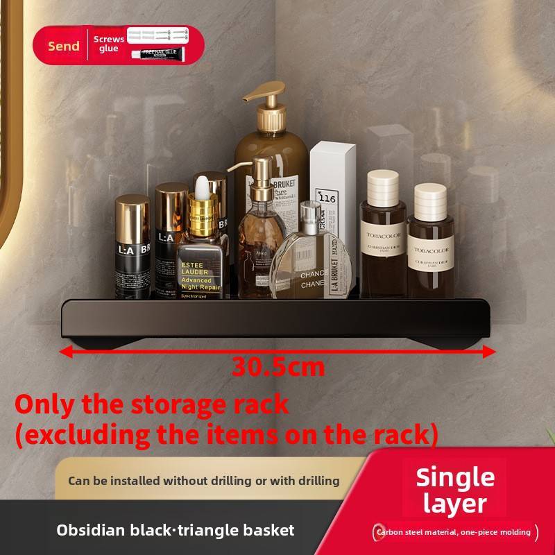 Wall Mount Corner Bathroom Shelving Unit With Antipunch Design For Toilet And Kitchen Storage