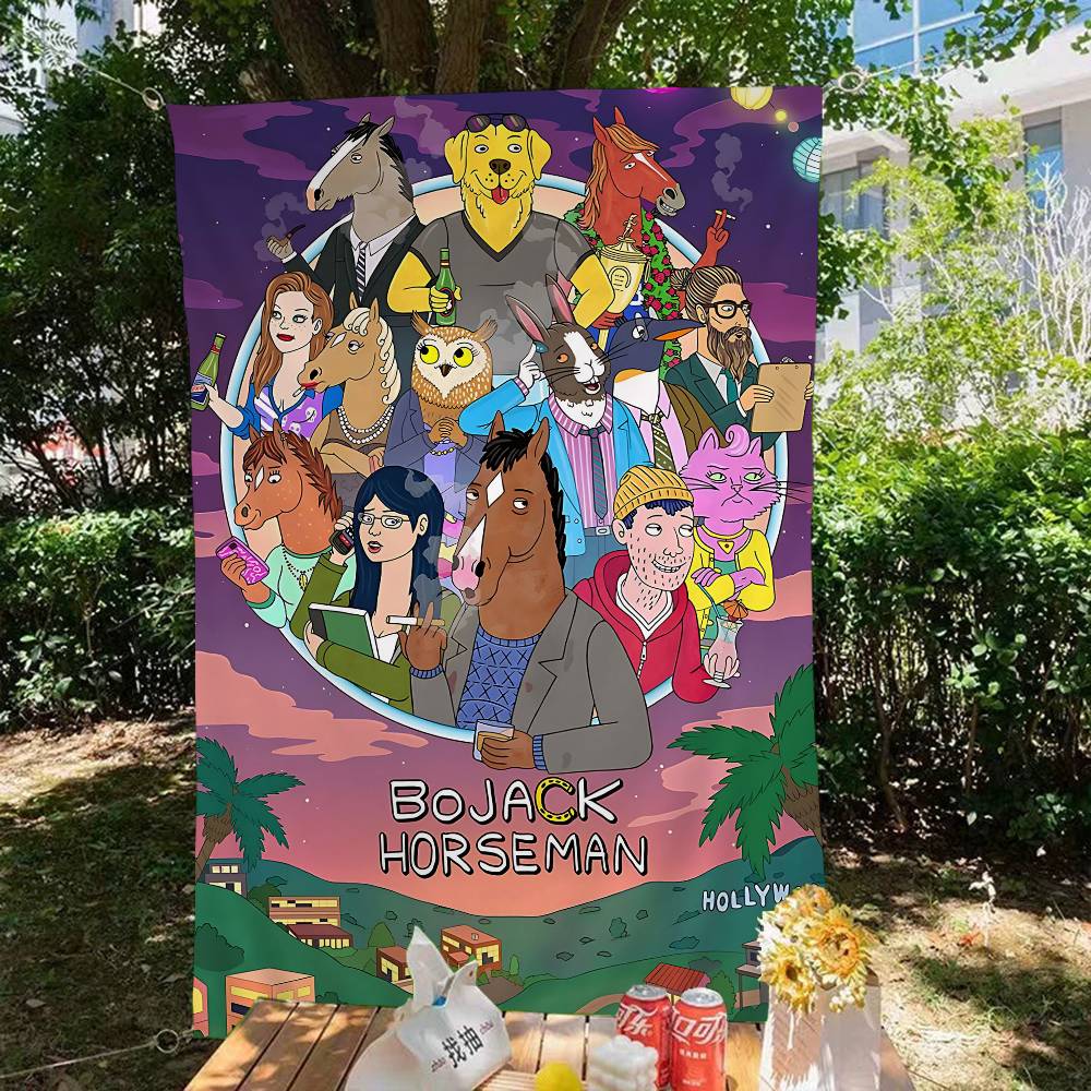 

Classic BBoJack Animation HHorseman DIY Flag For Family Group Photo Living Room Home Dorm Decor Wall Art Decor Banner 74x94cm(29x37in)