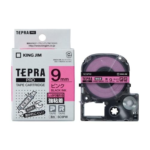 King Jim [Genuine] Tepra PRO Tape Cartridge Strong Adhesive 9mm Pink Label/Black Letters Length 8m SC9PW