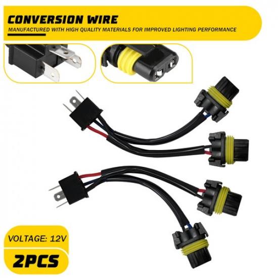 Conversion Wire H6054 To 9005 9006 Two Harness Head Light Bulb Adapter Socket EA