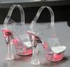Fashion Designer Sandals Sandalias Women 2025 Summer New Flowers Transparent High Heels 14.5cm Platform Thick Heel Ladies Banquet Shoes