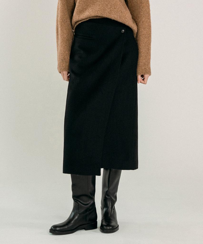 Banwonateullie P3276 Wool Blend Wrap Skirt_Black