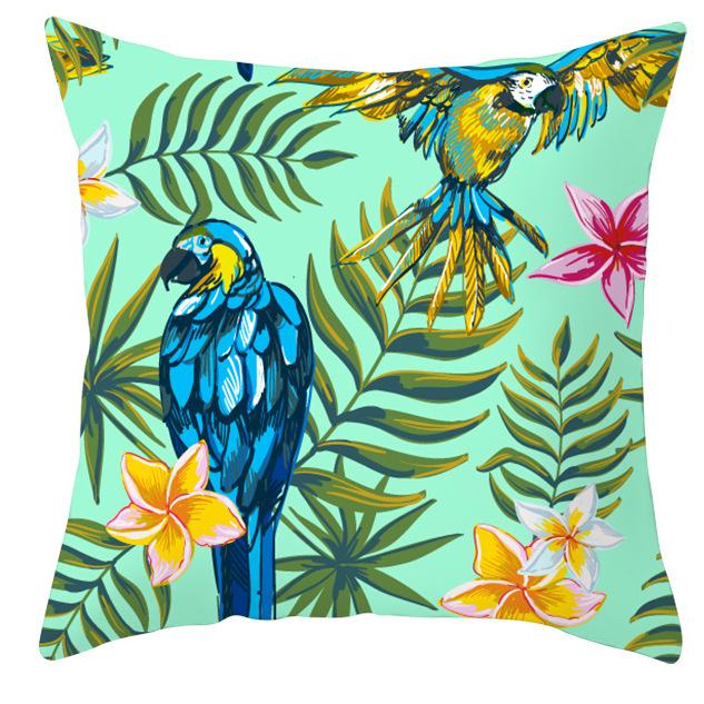 Parrot Toucan Floral Pillowcase Tropical Flowers Plants Print Cushions Cover Livingroom Sofa Decorative Throw Pillows Home Decor