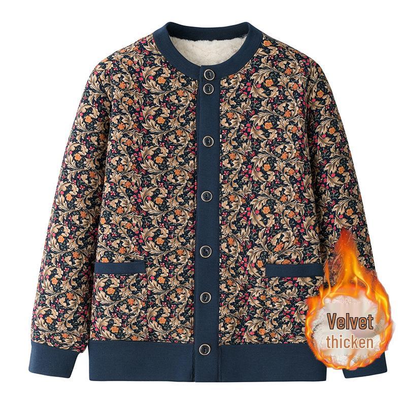 Women's Winter Camel Cotton Jacket for Middle-aged and Elderly: Plus Size, Warm, Fleece-Lined Coat for Mothers and Grandmas