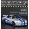 1/32 Scale Nissan GTR-R34 Alloy Car Model, Lluminated Wheels & Engine Sounds, Kids Collectible Racing Toy, Fun for Racing Fans