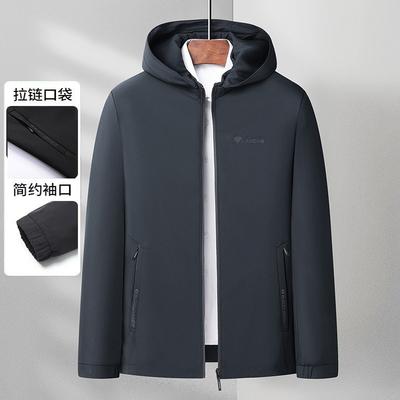 New Spring and Autumn Old Coat Middle-aged Men's Removable Hat Jacket Business Dad Casual Coat
