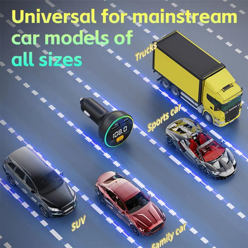 Bluetooth 5.3 FM Transmitter Car Adapter Wireless Handsfree Car Kit USB PD Fast Charger MP3 Player Auto Radio Modulator Accessor