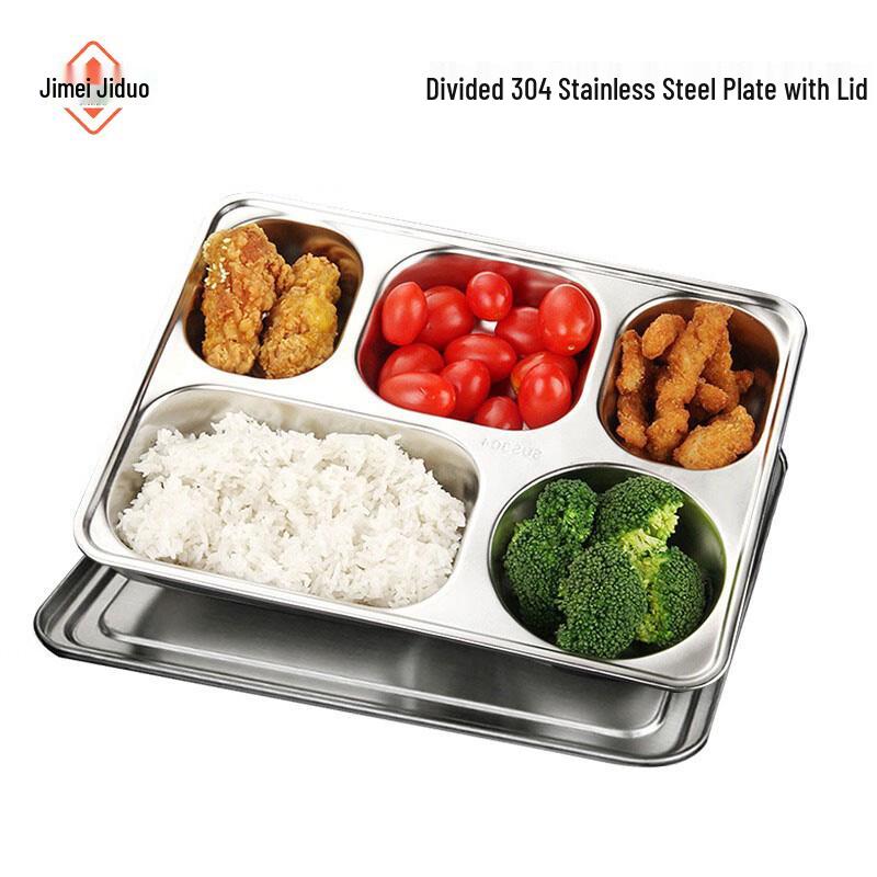 Jimeijiduo Nordic Stainless Steel 4-Compartment Plate
