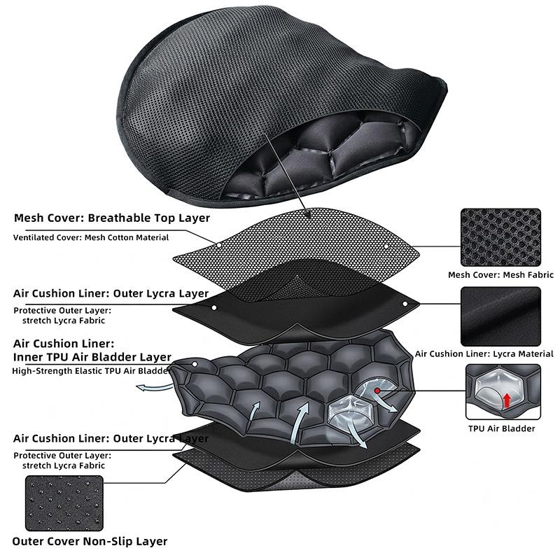 Motorcycle Gel Seat Cushion Motorcycle Seat Cushion 3D Honeycomb Anti-slip Moto Pressure Relief Ride Seat Pad Moto Accessories