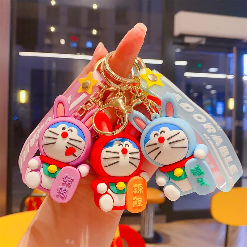 Cute Lucky Jingle Cat Doraemon Keychain Bag Pendant Car Keychain Gift