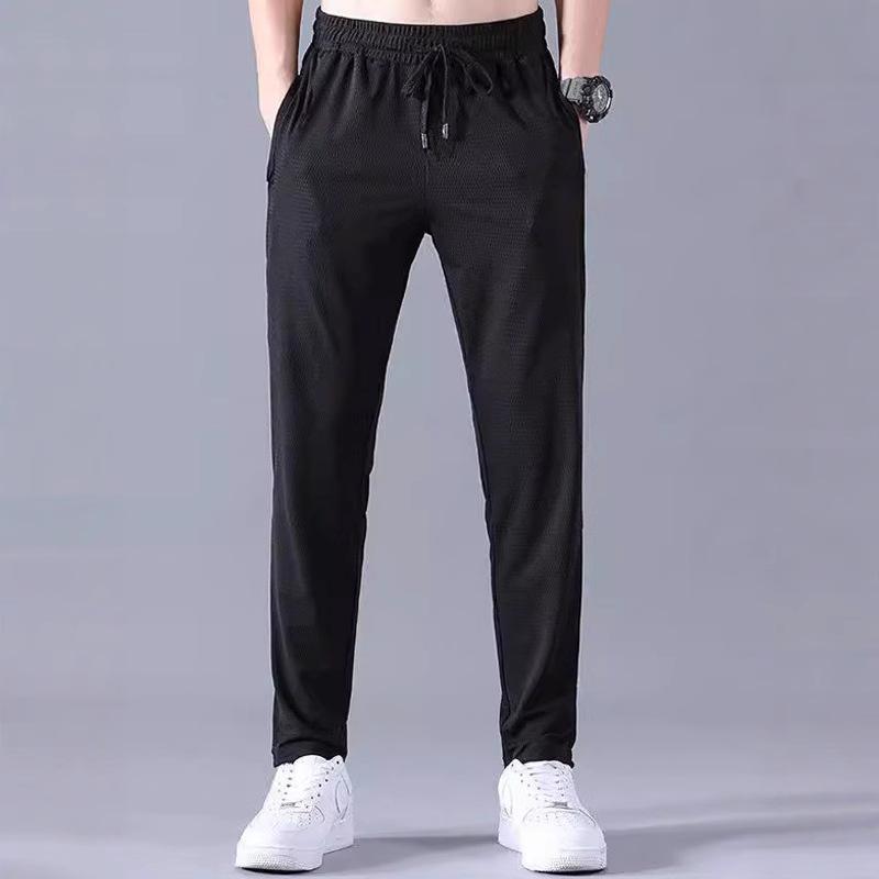 Trendy Lunbu mesh ice silk pants men's casual sweatpants men's breathable quick-drying men's pants