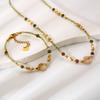 Delicate Jewelry Stainless Steel Mix Color Beads Natural Stones Charms Beaded Bracelet Necklace for Party