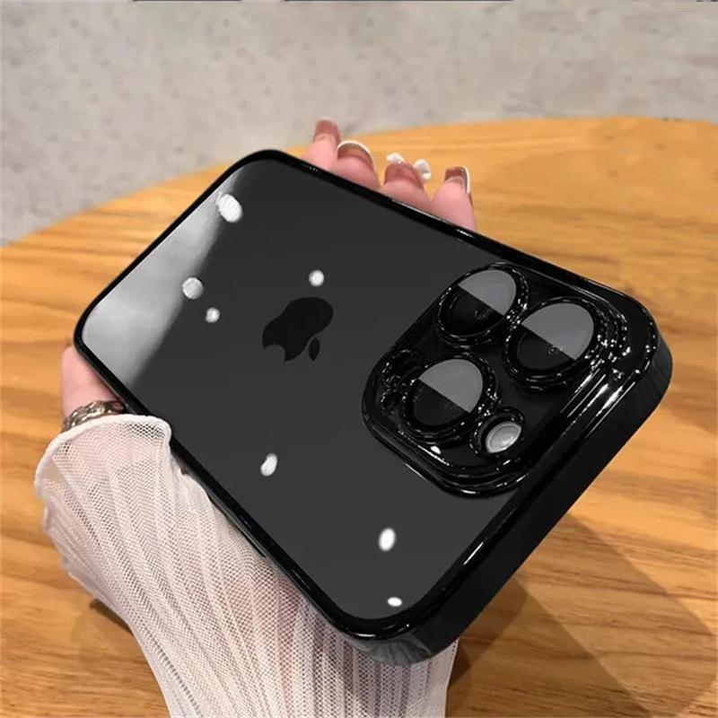 

Силиконовые противоударные чехлы с прозрачным покрытием для iPhone 15 14 13 12 11 Pro Max Plus, прозрачный чехол-бампер, аксессуары iPhone 15 чёрный