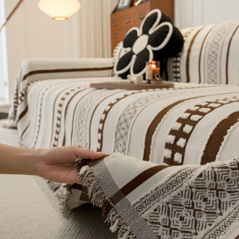 Chenille Tassel Sofa Blanket Full Four Season Universal Throw Blankets Sofa Cover Dust Anti-cat Scratch Sofa Protector Carpet