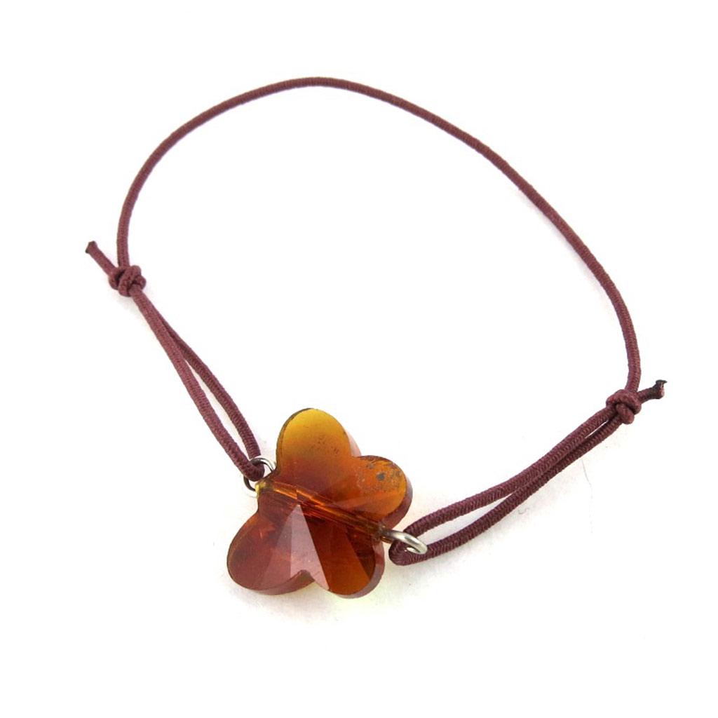 Les Trésors De Lily [N0252] - Braunes elastisches Armband „Crystal“ (Schmetterling)