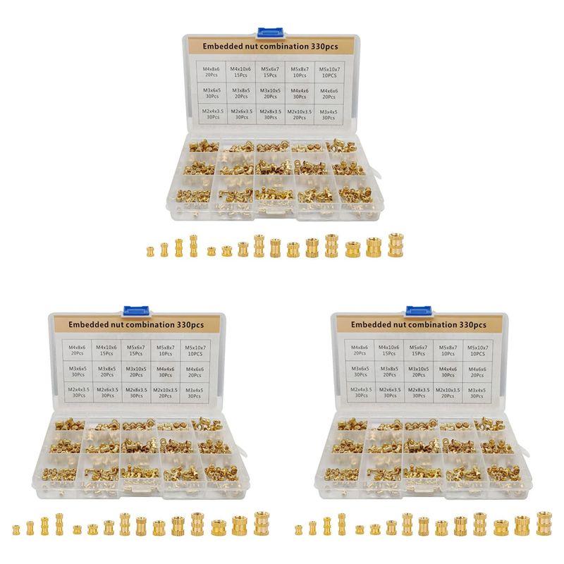 

CYCLI-990 Pcs Brass Threaded Insert Nuts M2 M3 M5 Female Thread Knurled Nut Inserts Embedment Nut For 3D Printing Part золотой