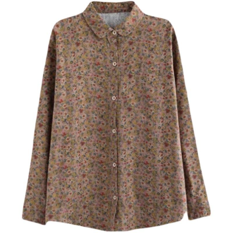 Women Long Sleeve Casual Shirts New Arrival Spring Vintage Style Floral Print Cotton Linen Ladies Elegant Tops
