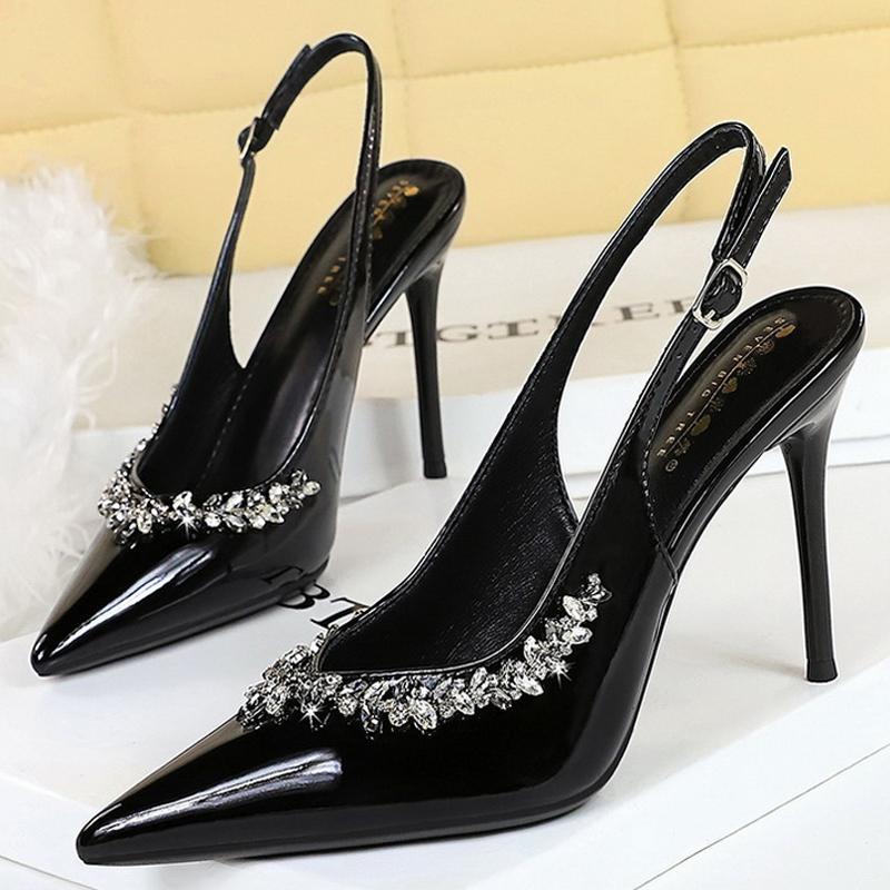 Sexy Rhinestone high heels Luxury Women Pumps Stiletto Heels 10 cm Buckle Women's high-heeled Sandals Summer Shoes Women Heels