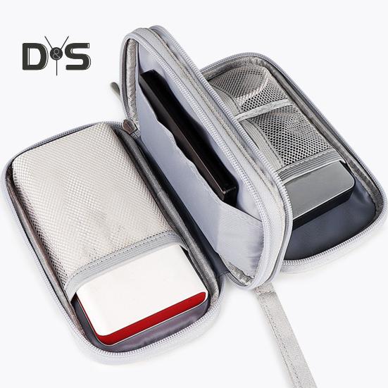 Power Bank Storage Bag Multi-purpose Carrying Case Zipper Closure Large Capacity Mesh Layer Cable Cord Storage Organizer