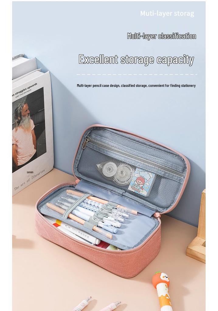 Large Capacity Multi-layer Pencil Case for High School Students - Dirt-resistant and Simple Design