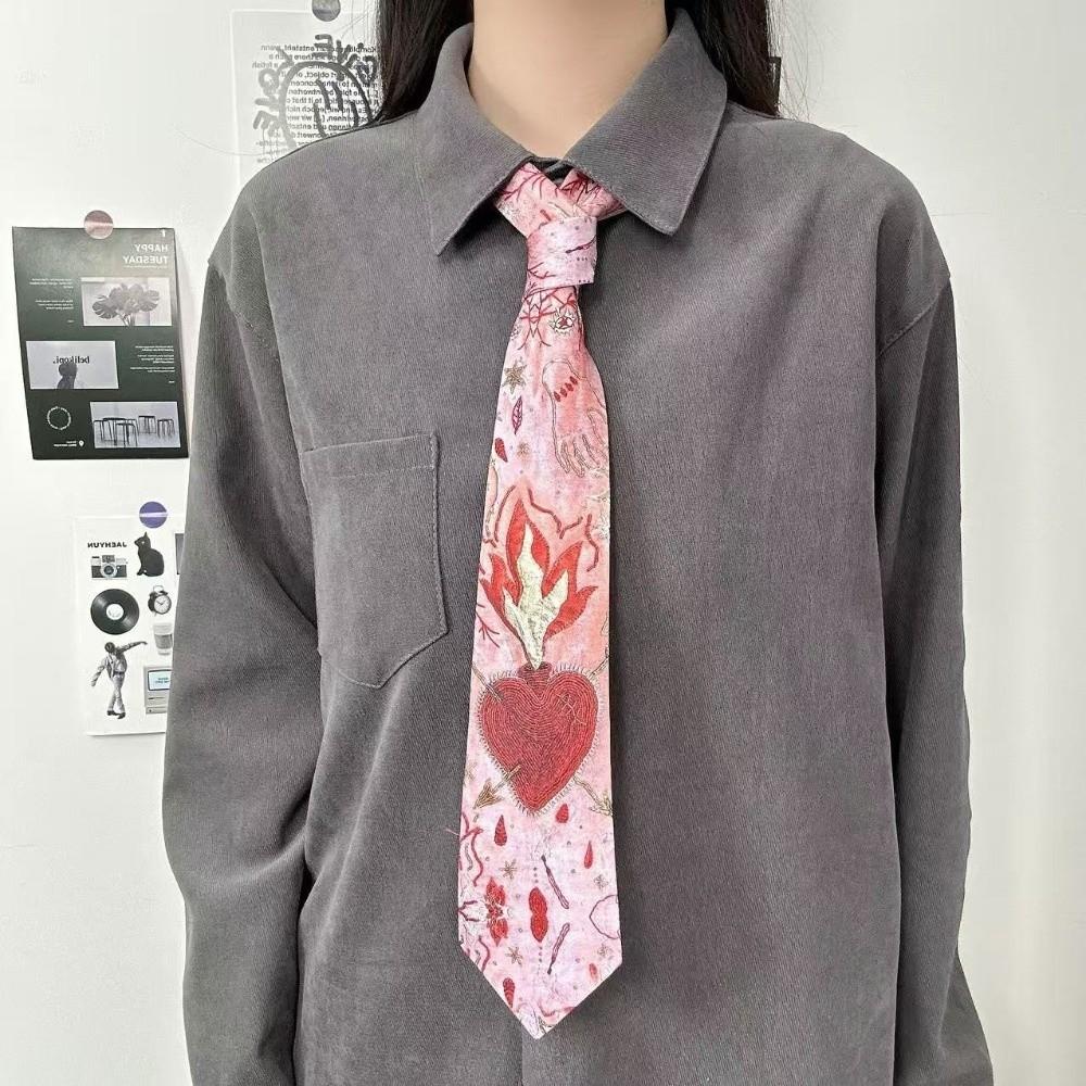 Heart Neck Tie Cherry Shirt Neckties Simple Y2K Neckties  Men