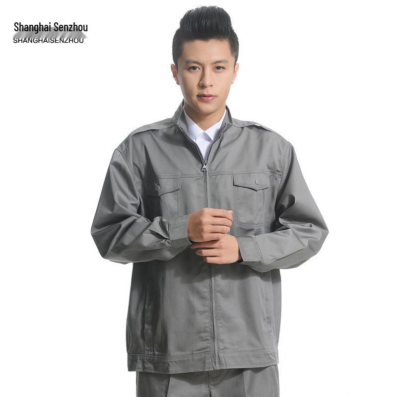 Gray Spring & Autumn Workwear Engineering Suit Set