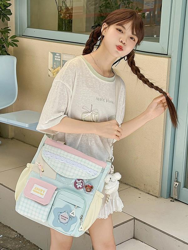 Cute Girl Pattern Crossbody Bag With Polyester Fabric For Daily Use