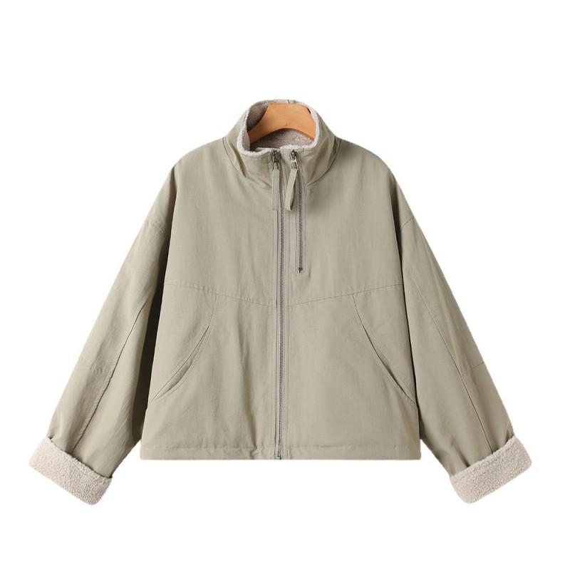 Womens Short Puffer Coat Fleece Lined Lamb Wool Winter Casual Loose Jacket Petite Ladies 2026