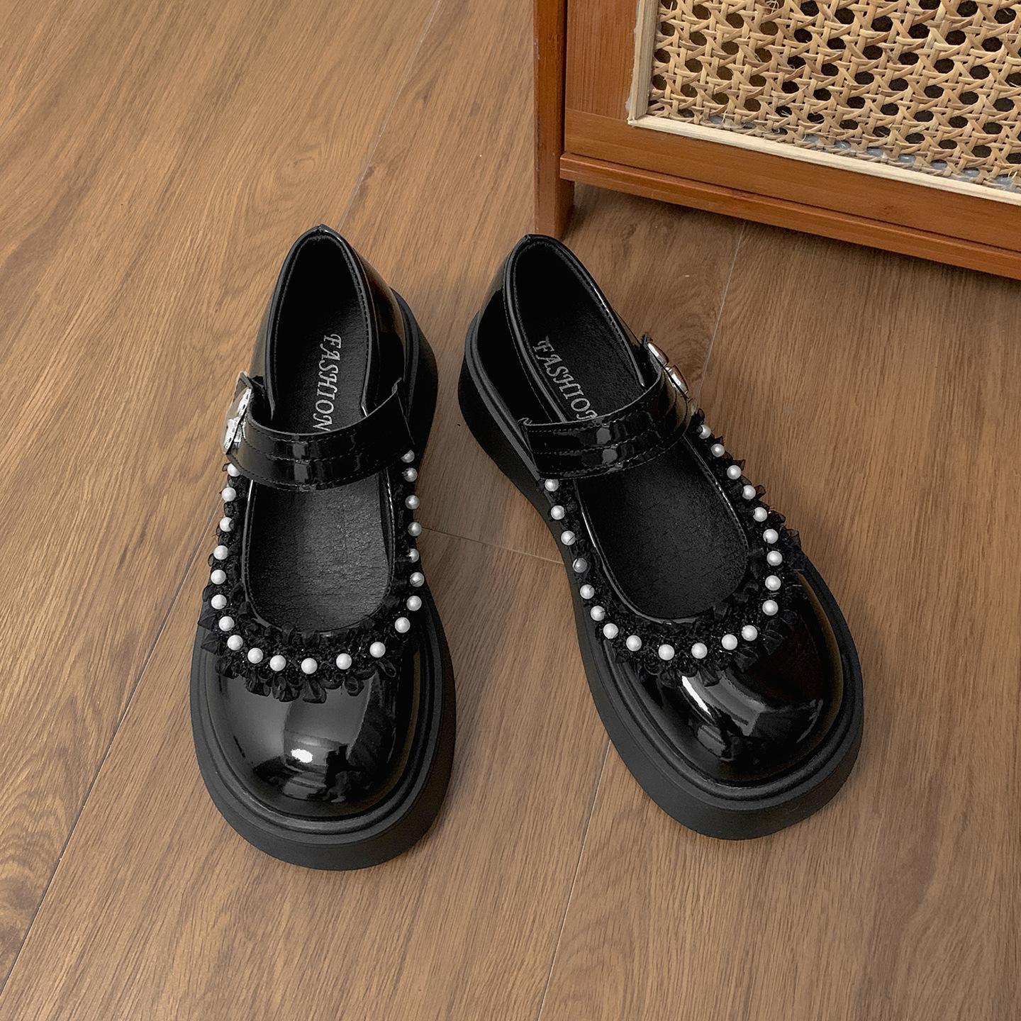 

White British style versatile with skirt platform jk small leather shoes women s summer 2025 new height-increasing soft-soled Mary Jane shoes 40 чорний