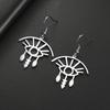 LIKGREAT Gothic Evil Eye Earring Stainless Steel Sun Eyes Drop Hoop Earrings Punk Hiphop Jewelry Amulet Gift for Women